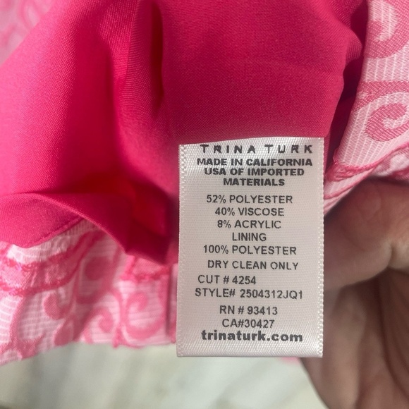 Trina Turk Jayme Sleeveless Dress Jolie Jacquard Pink Fit Flare Pleated size 2 - Picture 4 of 10